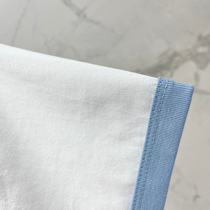 Gucci Embroidered Short Sleeves T-shirt White Blue Cotton