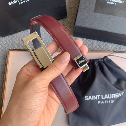 YSL 25S BELT 24 MM IN DARK RED CALFSKIN STYLE 4 529683