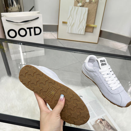 MIUMIU 26S SNEAKERS IN BLUE GRAY SUEDE