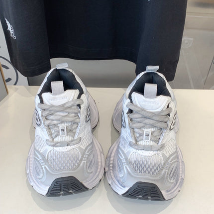 DAD SHOES IN SILVER WHITE MESH AND CALFSKIN