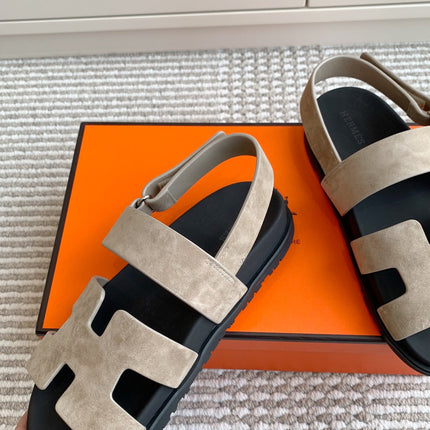 HM 26S CHYPRE SANDAL WITH BACK STRAP IN TAUPE BEIGE SUEDE