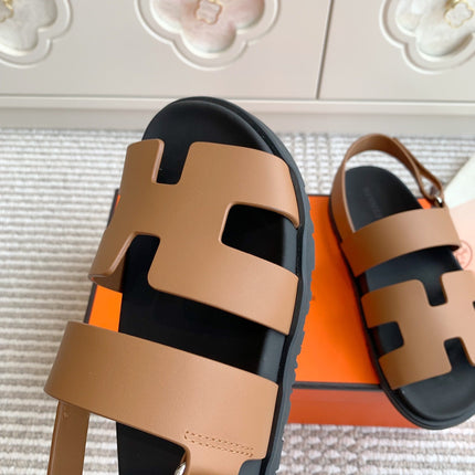 HM 26S CHYPRE SANDAL WITH BACK STRAP IN BROWN CALFSKIN