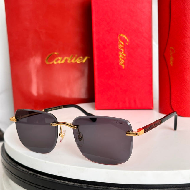 SANTOS ROUND FRAME SUNGLASSES 524480 IN METAL AND WOODEN