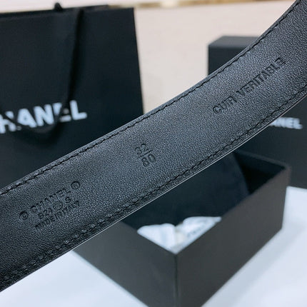 DOUBLE C 30MM IN BLACK QUILTED CALFSKIN INTERWOVEN WITH GOLD RESIN BUCKLE