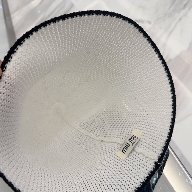 MIUMIU BUCKET IN WHITE MESH FABRIC