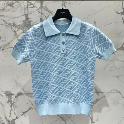 FEND 25S SHORT SLEEVE JACQUARD KNIT LAPEL 264232