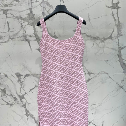 FEND 25S JACQUARD KNITTED VEST DRESS 264239