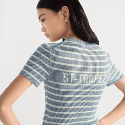 DIOR 26S STRIPED SHORT-SLEEVE KNIT SWEATER 1075
