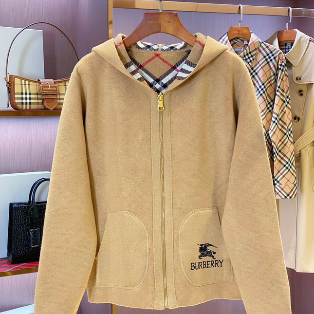 BURBERRY 25S REVERSIBLE PLAID KNIT HOODIE 0003