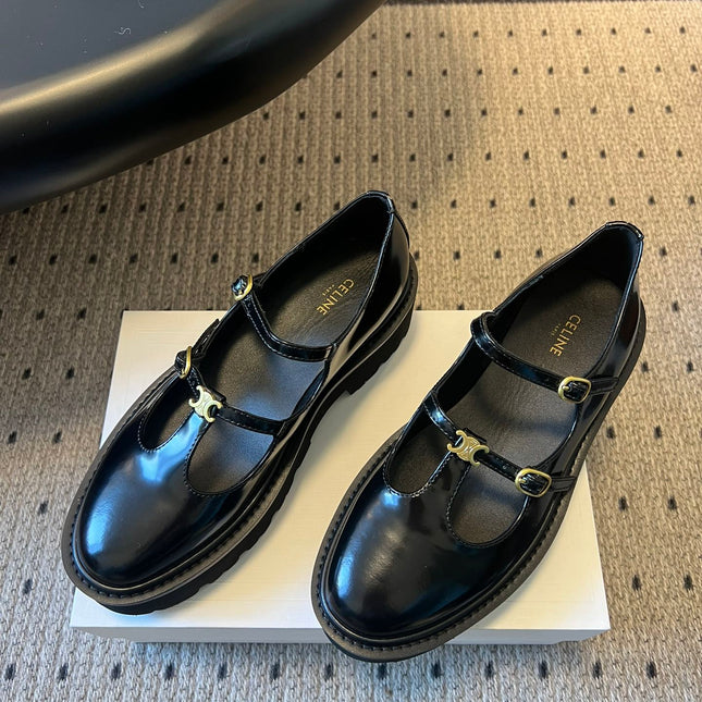 CELINE 26S BULKY BABIES MARY JANE SHOES 40 MM IN BLACK CALFSKIN