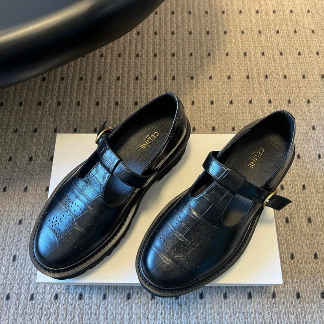 CELINE 26S MARY JANE SHOES 40 MM IN BLACK CALFSKIN
