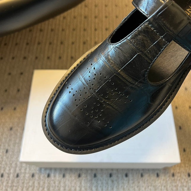 CELINE 26S MARY JANE SHOES 40 MM IN BLACK CALFSKIN