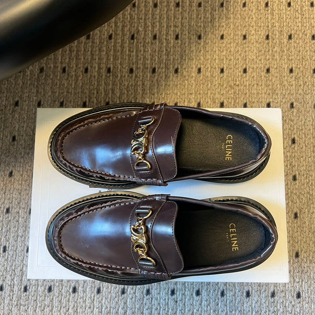 CELINE 26S LOAFER IN DARK CHOCOLATE BROWN CALFSKIN
