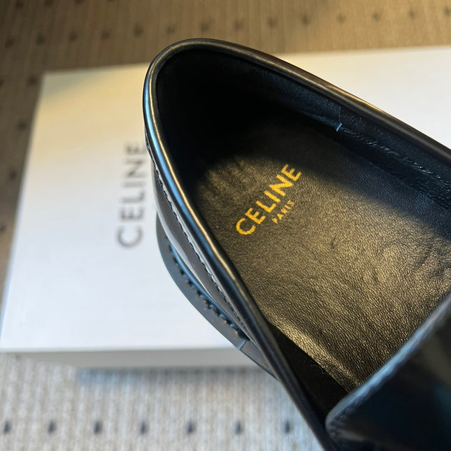 CELINE 26S LOAFER IN BLACK CALFSKIN WITH GOLD HARDWARE STYLE 3
