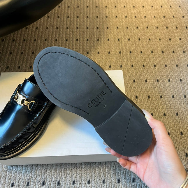 CELINE 26S LOAFER IN BLACK CALFSKIN WITH GOLD HARDWARE STYLE 3