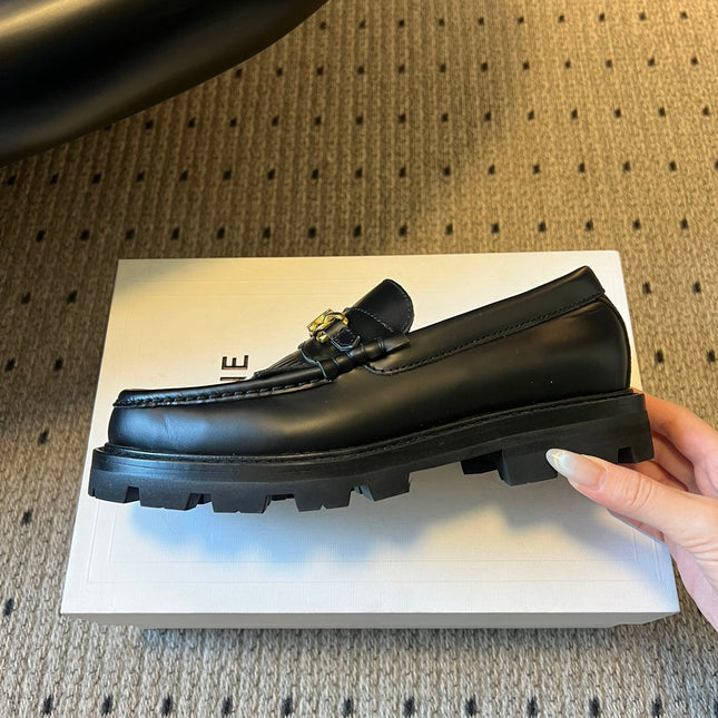 CELINE 26S LOAFER IN BLACK CALFSKIN WITH GOLD HARDWARE STYLE 2