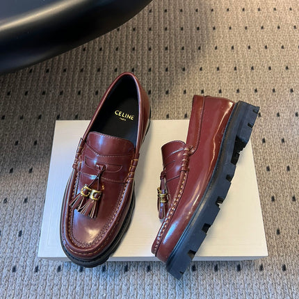 CELINE 26S LOAFER IN WINE RED CALFSKIN