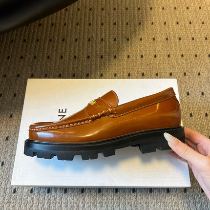 CELINE 26S LOAFER IN BROWN CALFSKIN WITH GOLD HARDWARE