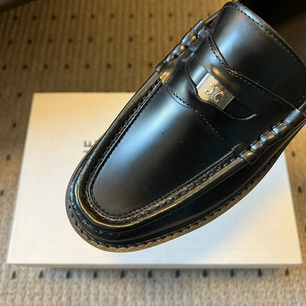 CELINE 26S LOAFER IN BLACK CALFSKIN WITH SILVER HARDWARE
