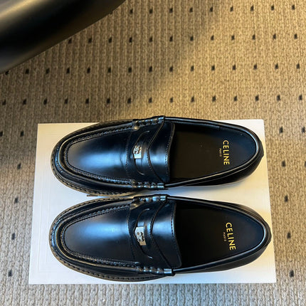 CELINE 26S LOAFER IN BLACK CALFSKIN WITH SILVER HARDWARE