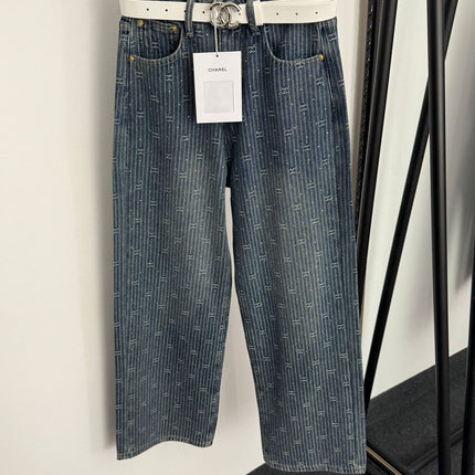 CHANEL 25S HIGH-WAISTED FLEECE-LINED JEANS 563