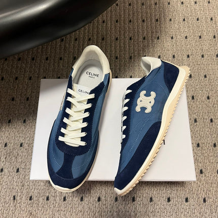 CELINE 26S RACER SNEAKERS IN NAVY BLUE FABRIC AND SUEDE