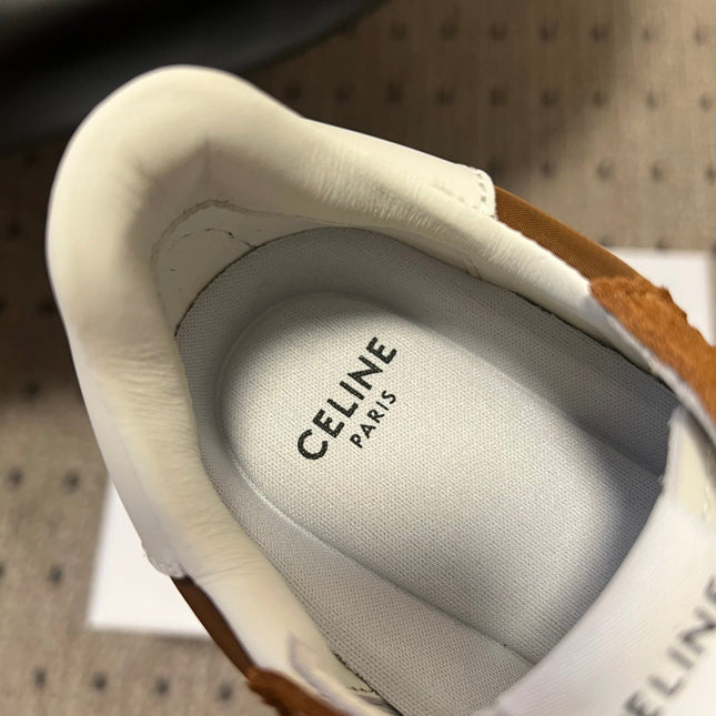 CELINE 26S RACER SNEAKERS IN BROWN FABRIC AND SUEDE