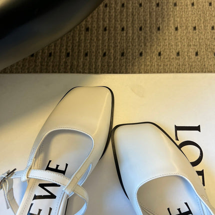 LOEWE 26S ONDA MULE 45MM IN WHITE GLOSSY CALFSKIN