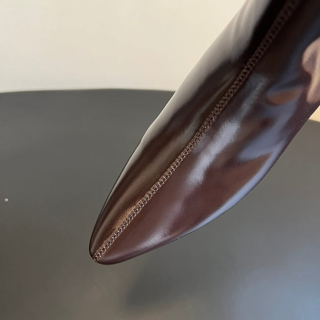 BOTTEGA VENETA 26S POINTED-TOE BOOTS 50 MM IN DARK BROWN CALFSKIN