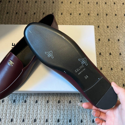CELINE 26S FLAT LOAFERS IN DARK RED LAMBSKIN