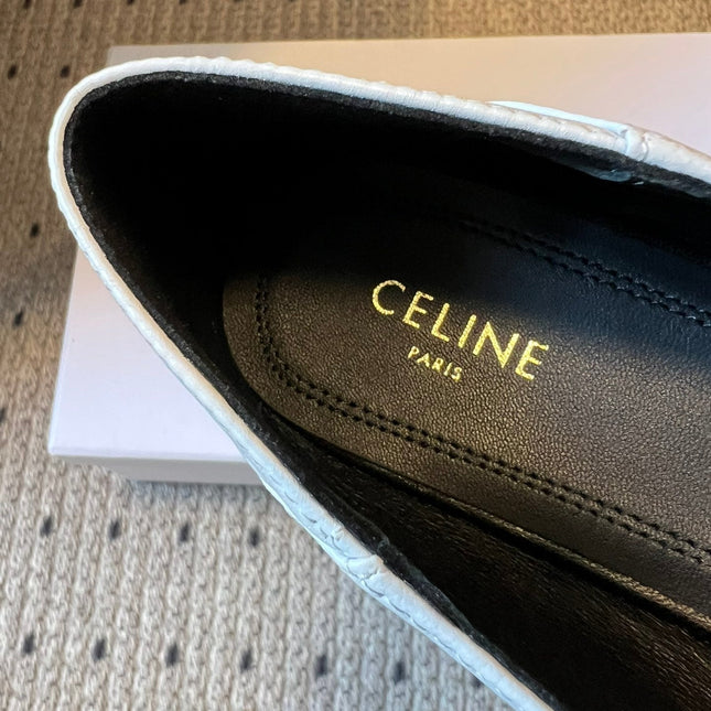 CELINE 26S FLAT LOAFERS IN WHITE LAMBSKIN