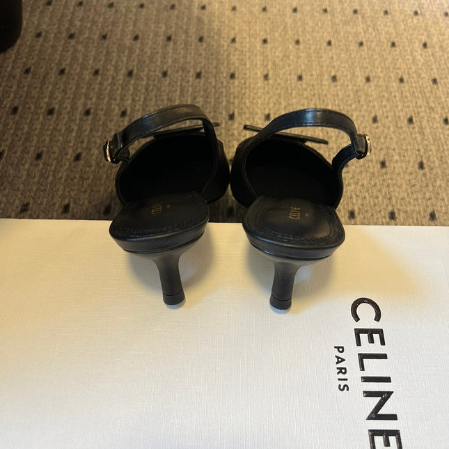 CELINE 26S HIGH-HEEL SLINGBACK 45 MM IN BLACK CALFSKIN