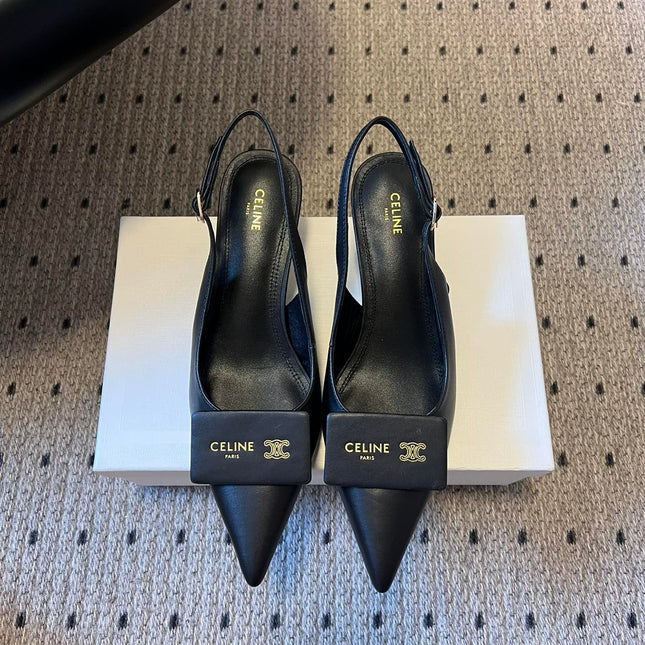 CELINE 26S HIGH-HEEL SLINGBACK 45 MM IN BLACK CALFSKIN