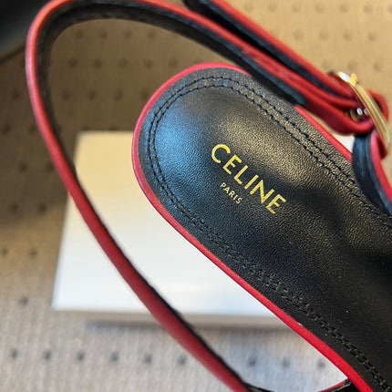 CELINE 26S HIGH-HEEL SLINGBACK 45 MM IN DARK RED CALFSKIN