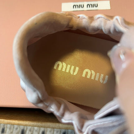 MIUMIU 26S SNEAKERS IN LIGHT PINK PLUME SATIN