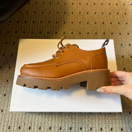 CELINE 26S LACE-UP LOAFERS IN BROWN CALFSKIN