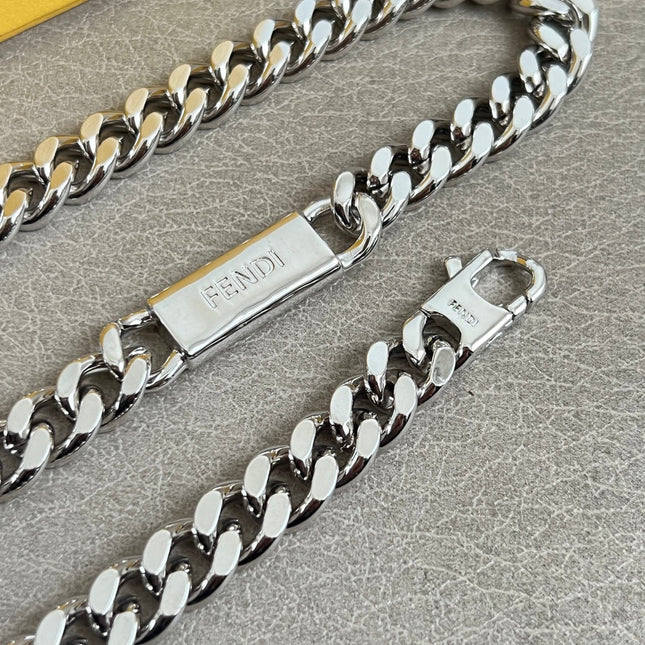 FENDI 26S CHAIN NECKLACE IN SILVER TONE METAL 626929