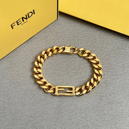 FENDI 26S FF CHAIN BRACELET IN GOLD TONE METAL 626930