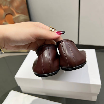 THE ROW 26S BALLET FLATS IN DARK BROWN CALFSKIN