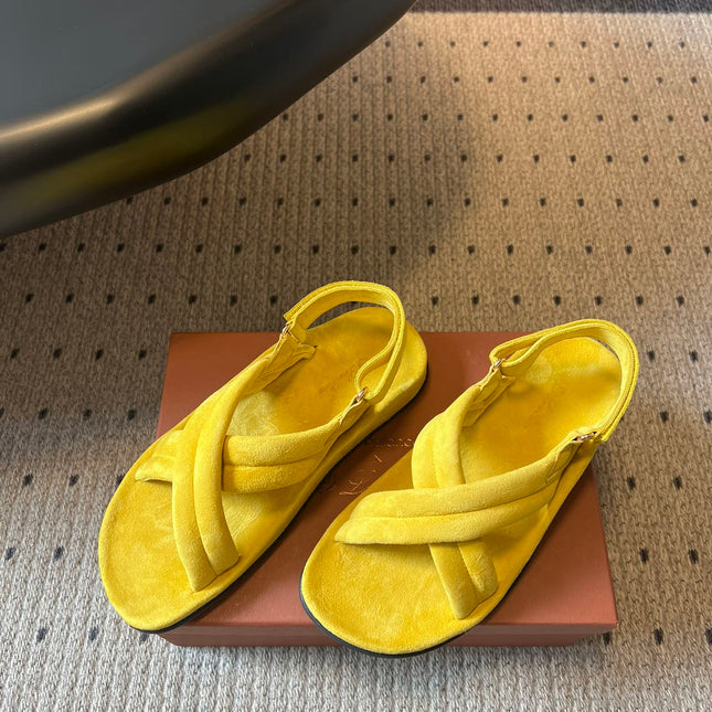 LP 26S CROSS-STRAP SANDALS IN YELLOW SUEDE