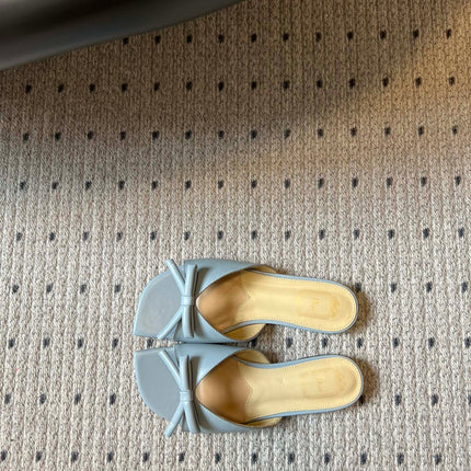 DIOR 26S OBLIQUE BOW MULE IN CLOUD BLUE CALFSKIN