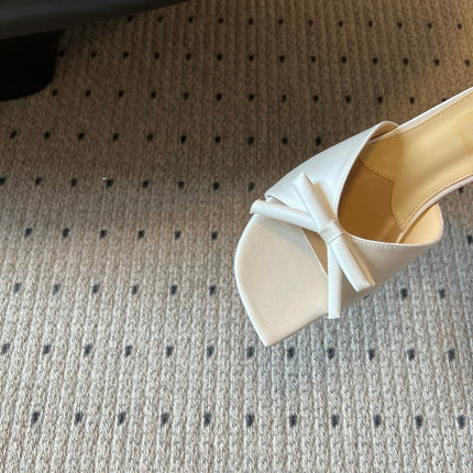 DIOR 26S OBLIQUE BOW MULE IN WHITE SATIN