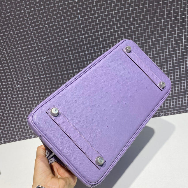 HM BIRKIN 30CM PURPLE OSTRICH LEATHER SILVER HARDWARE