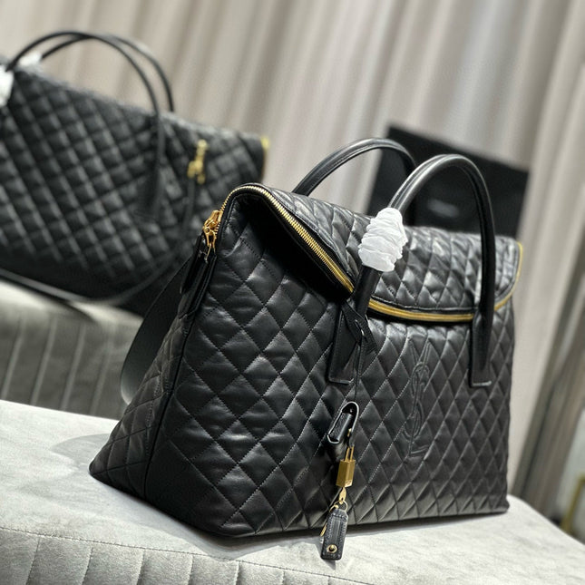 ES GIANT 56 BLACK COWHIDE LEATHER TRAVEL BAG