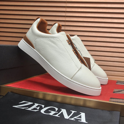 LOW-TOP SNEAKERS IN WHITE GRAINED CALFSKIN