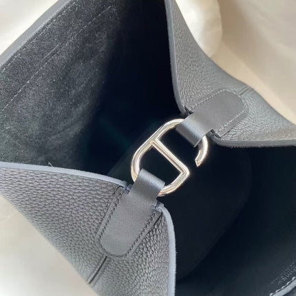 HERMES 25S IN THE LOOP 23 IN BLACK CALFSKIN SILVER HARDWARE TP3