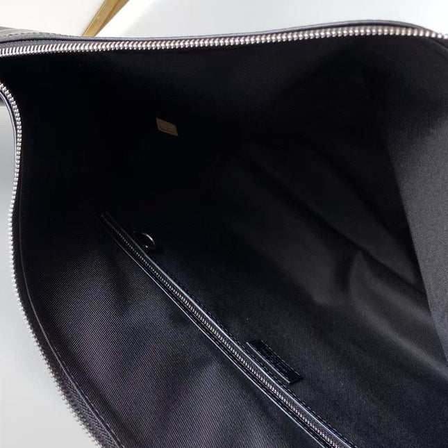 LV SHOULDER BAG 48 IN BLACK CALFSKIN EMBOSSED STRAP