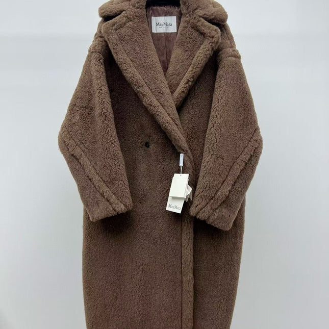 MAX MARA LONG COAT IN BROWN FUR