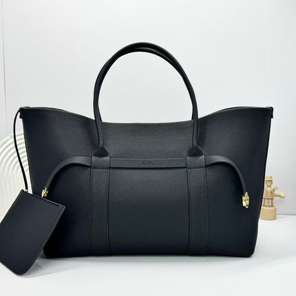 LP GHIERA SHOPPER BAG 40 IN BLACK CALFSKIN