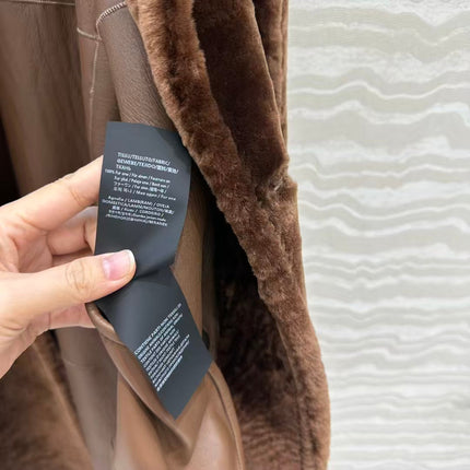 MAX MARA LONG COAT IN DARK BROWN FUR